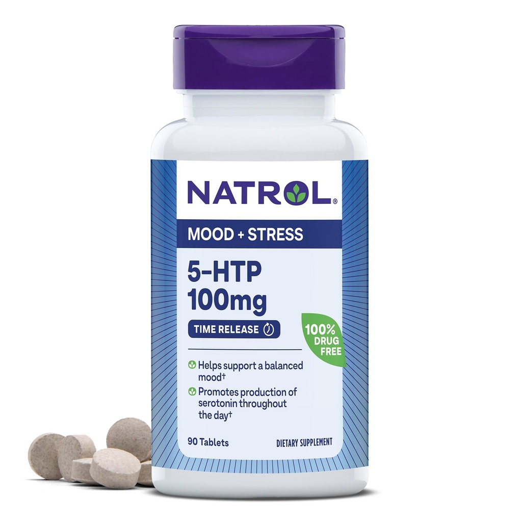 Natrol 5-HTP 100mg, συμπλήρωμα διατροφής βοηθά στην υποστήριξη μιας ισορροπημένης διάθεσης, Mood και το άγχος συμπλήρωμα υποστήριξης, 90 δισκία απελευθέρωσης χρόνου, 45-90 ημέρα προσφοράς