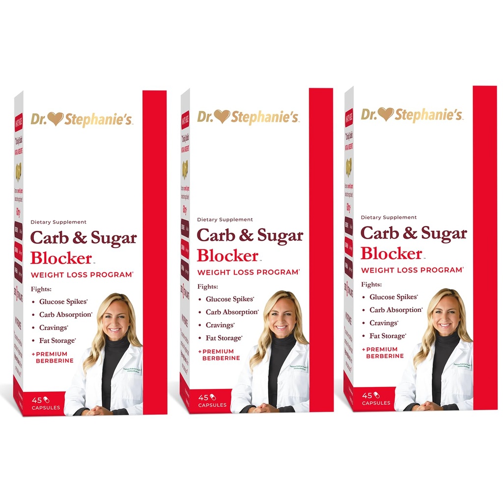 Dr. Stephanie's Mealtime Carb & Sugar Blocker - Μειώστε Digested Carbs, Sugars, & Calories, Simulant-Free (3 Pack)