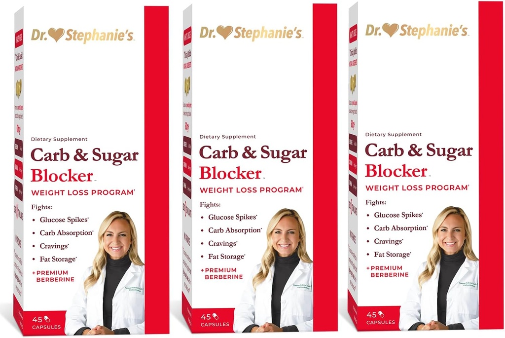 Dr. Stephanie's Mealtime Carb & Sugar Blocker - Μειώστε Digested Carbs, Sugars, & Calories, Simulant-Free (3 Pack)
