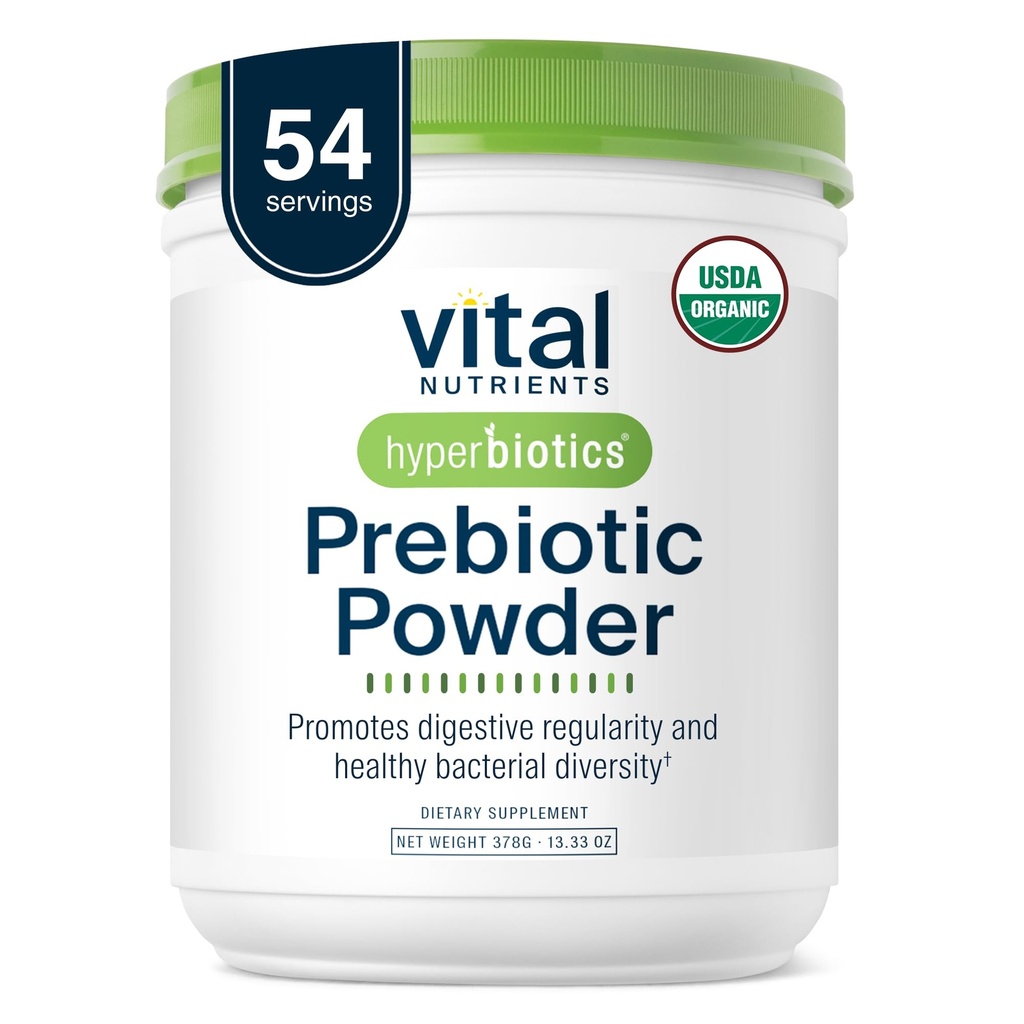 Hyperbiotics Vital Nutrients Organic Prebiotic Fiber Powder | Supports Gut Health and Digestive Regularity | Soluble Fiber Supplement for Women and Men | Vegan Organic Fiber Powder | 54 Servings