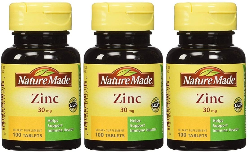 Nature Made Zinc 30 mg - 100 Tablets, Pack of 3