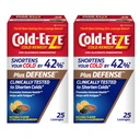 Cold-Eeze Plus Defense Natural Citrus with Elderberry Zinc Lozenges, Homeopathic Cold Remedy, Shortens Common Cold Symptoms by 42%, Immune Health, Sambucus Nigra, Echinacea, Rose Hips, 25 Ct, 2 Pack