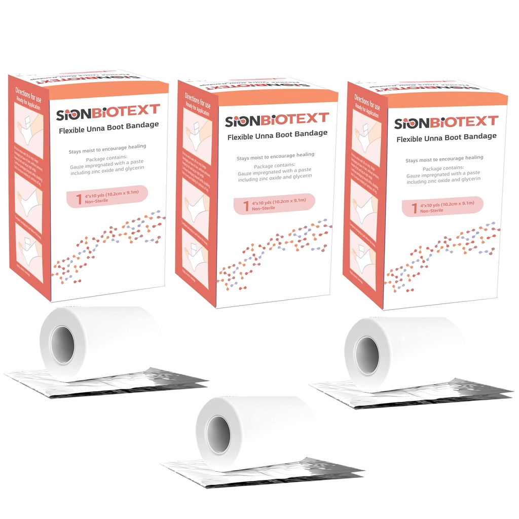 Unna Boot Zinc Flexible Compression Bandage Maintain Moist Healing Environment Medical Dressing Wrap Gauze EMS First Aid Supplies 4 Inches X 30 Foot Roll