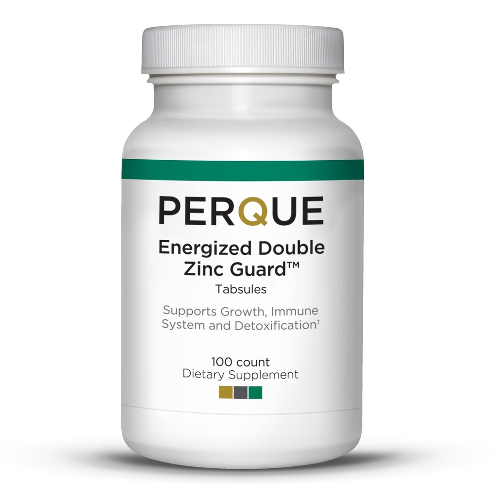 PERQUE Energized Double Zinc Guard 100 Tabs – Διπλό-Form συμπλήρωμα ψευδάργυρου με Picolinate & Κιτρικό – Υποστηρίζει ανοσοποιητικό, δέρμα & Κυτταρική Υγεία – Υψηλής Απορρόφησης, Μη-ΓΤΟ, Χωρίς Γλουτένη Φόρμουλα – 100ct
