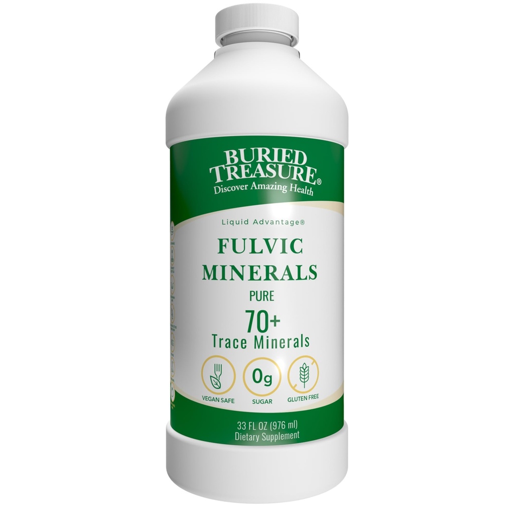 Buried Treasure Liquid Advantage FULVIC MINERALS Pure 70+ Trace Minerals 33 oz Dietary Supplement