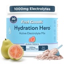 Νιώσε τα αγαθά Ήρωας ενυδάτωσης, 1000mg σκόνη ηλεκτρολυτών, χωρίς ζάχαρη, μαγνήσιο, βιολογική αλόη Βέρα, βιολογική αλόη, L θεανίνη, βιταμίνη C & B12, μη ΓΤΟ, Κέτο, Vegan 