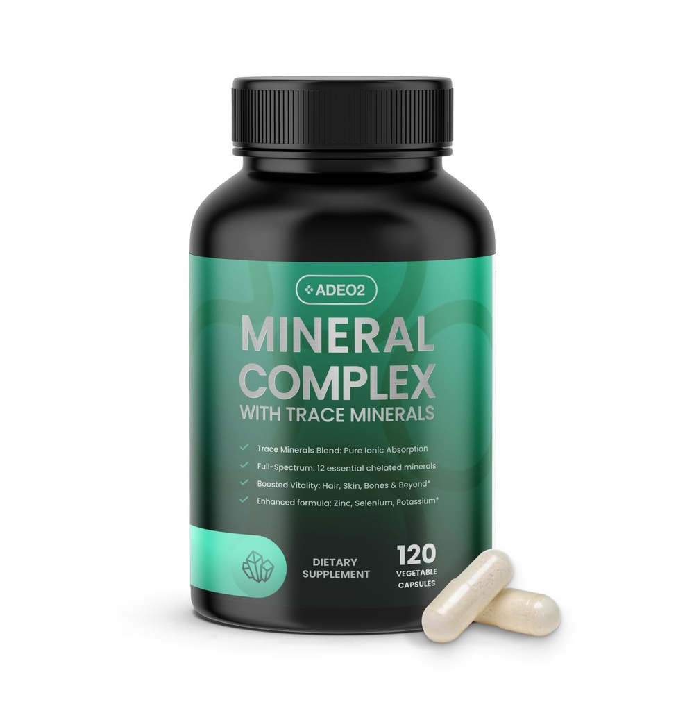 Premium μείγμα 52 Trace Minerals Complex με Ουσιαστικά Ορυκτά σε Χηλική μορφή – Όλα φυσικά και 100% οργανικά - 120 κάψουλες - Full Spectrum Ionic Mineral Blend - Ασφαλές για γυναίκες και άνδρες