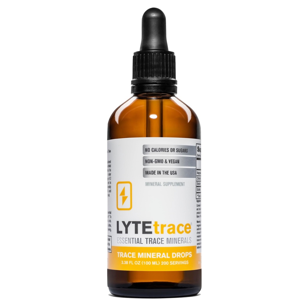 LyteLine Trace Mineral Drops 100ml x 200 Servings - Max-Absorption Ionic Natural Low Sodium Trace Minerals Concentrate to Balance the Body's pH - Non-GMO, Vegan, Kosher, and Keto Friendly