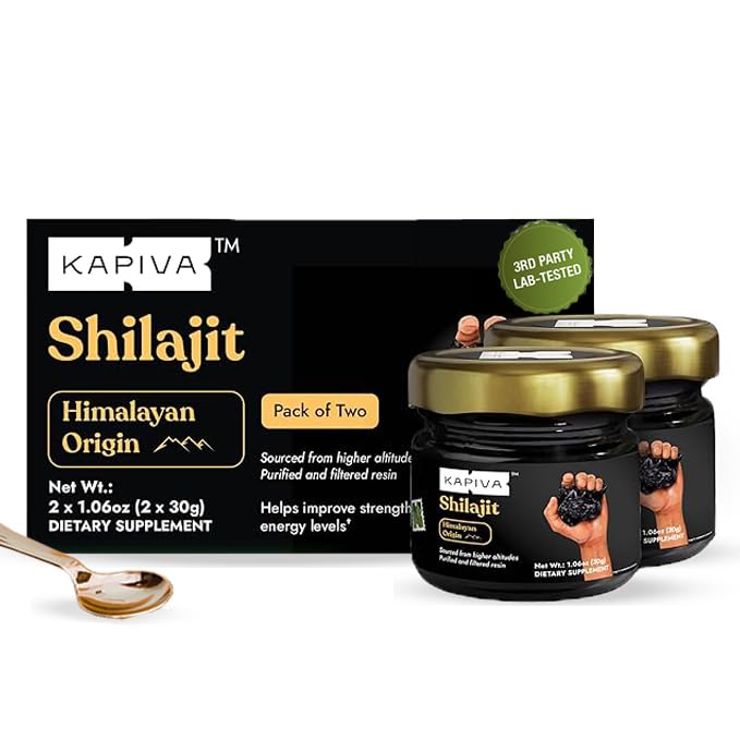 Kapiva 100% Authentic Himalayan Shilajit Resin (30gmx2), High Potency for Men & Women | 80+ Trace Minerals, Upto 70% Fulvic Acid | Authentic | Natural Energy & Immune Support