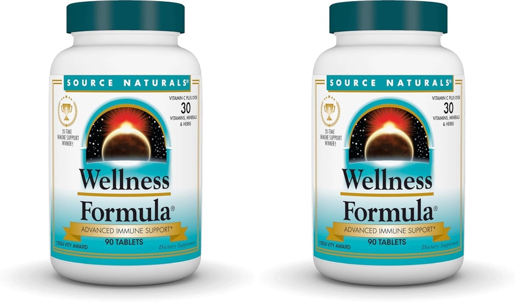 Source Naturals Wellness Formula Bio-Aligned Vitamins & Herbal Defense - Immune System Support Supplement & Immunity Booster* - 90 Tablets (Pack of 2)