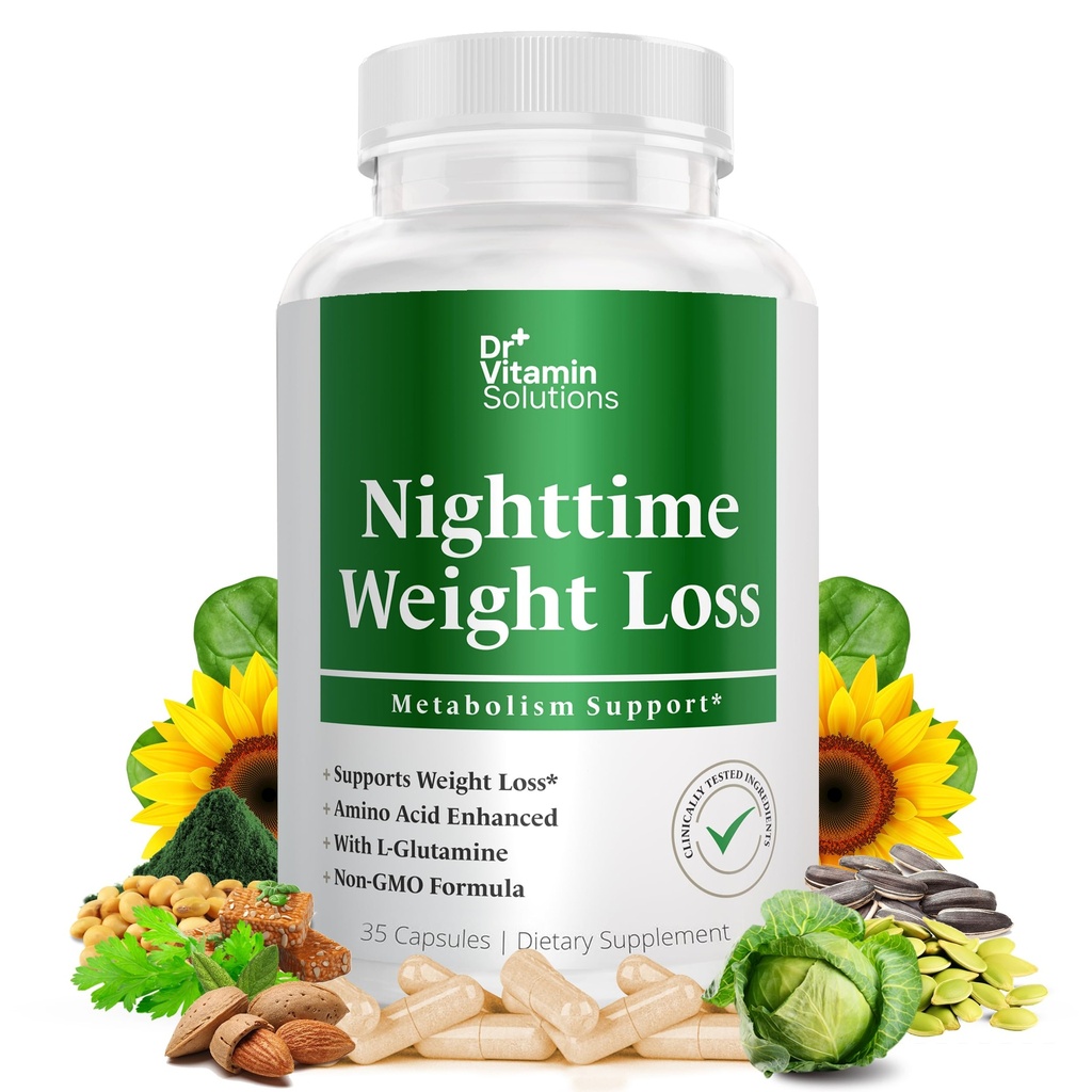 Nighttime Fat Burner for Women & Men - Belly Fat Burner, Sleep Support, Appetite Suppressant for Weight Loss - Stimulant Free Metabolism Booster Diet Pills, Non-GMO, Gluten Free, Made in USA, 35 Ct