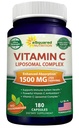 aSquared Nutrition Vitamin C Liposomal Complex - 1500mg Συμπλήρωμα - 180 κάψουλες - Υψηλή απορρόφηση VIT C Ασκορβικά χάπια οξέος - Υποστηρίζει ανοσοποιητικό σύστημα & κολλαγόνο Υγεία - 90 Υπηρεσίες