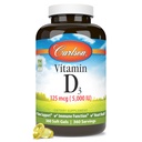 Carlson - Βιταμίνη D3 5000 IU (125 mcg), Υγεία των οστών, μυϊκή υγεία, Χοληκαλσιφερόλη, συμπληρώματα βιταμίνης D, Βιταμίνη D3 Soft Gels, 360 Softgels