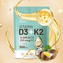VivoNu Vitamin D3 K2 10000 IU with MK7-300 Virgin Coconut Oil Softgels, 2 in 1 Vitamins D & K Complex | Vitamina D3 con K2 ((1Bag)