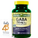 Spring Valley GABA 750mg Amino Acid Supplement, Unflavored, 100 Count for Sleep & Calm Support Bundle with Lual's 45 Diabetes Decoded