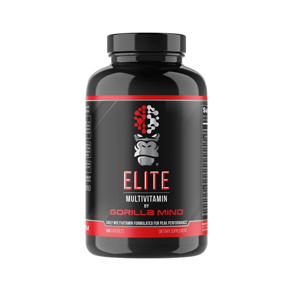 Gorilla Mind Elite Multi-Vitamin (180 Capsules) – Daily Multivitamin Formulated for Peak Performance | 27 Nutrients to Backfill Micronutrient Shortcomings