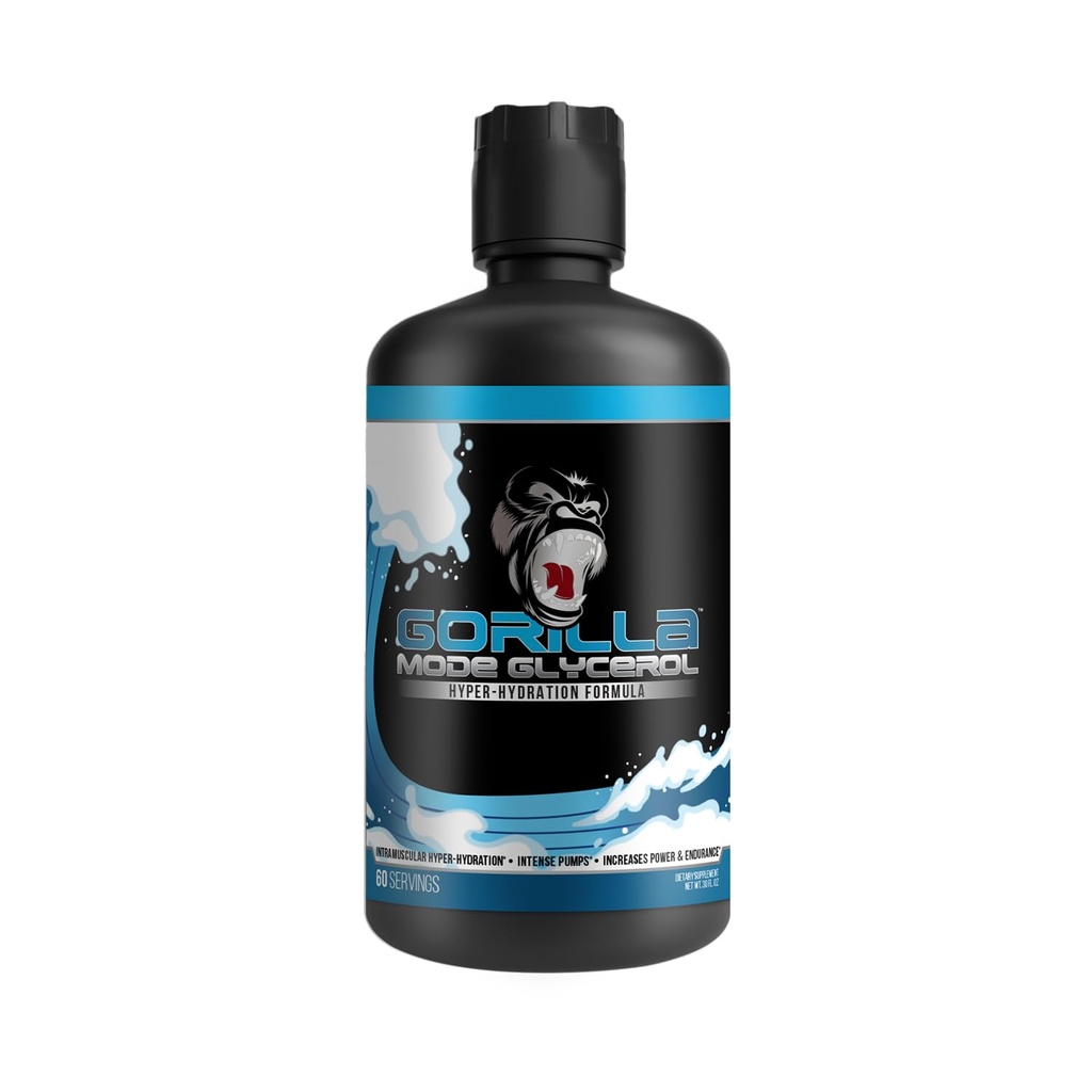 Gorilla Mode Liquid Glycerol Pre-Workout - Hydrating Pre-Workout Formula for Intense Pumps · Intramuscular Hyper-Hydration · Increased Power & Endurance / 33 FL OZ (Unflavored)