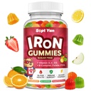 Συμπληρώματα σιδήρου Gummies για παιδιά, παιδιά πολυβιταμίνη με σίδηρο - βιταμίνη B Complex, C, D3, ασβέστιο, φολικό, ψευδάργυρος, FOS για Blood Builder & Energy Support, έλλειψη σιδήρου, Vegan, mixed Fruit Flavor, 60 ct