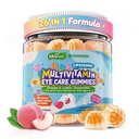 Παιδιά Πολυβιταμίνη Gummies με σίδηρο, 450mg Algae Omega-3, μεθυλιωμένο B12, Folate, Fiber 2g, Probiotics, Μαγνήσιο, A, C, D, K, Ψευδάργυρος, Παιδικές Βιταμίνες για την ανάπτυξη, τον εγκέφαλο, το μάτι, το έντερο, το ανοσοποιητικό, τη ζάχαρη δωρεάν