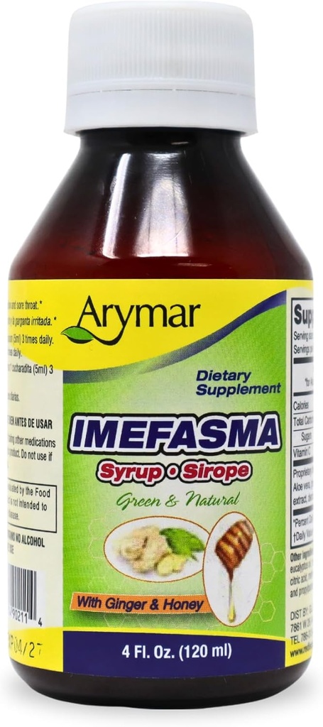 Arymar Imefasma with Ginger & Honey Cough Syrup (4 oz) - Gentle Relief with Natural Ingredients