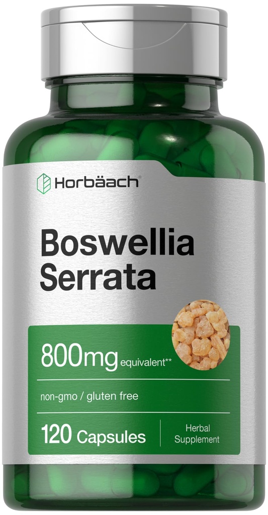 Horbäach Boswellia Serrata Extract Capsules | 120 Count | Herbal Supplement | Non GMO, Gluten Free