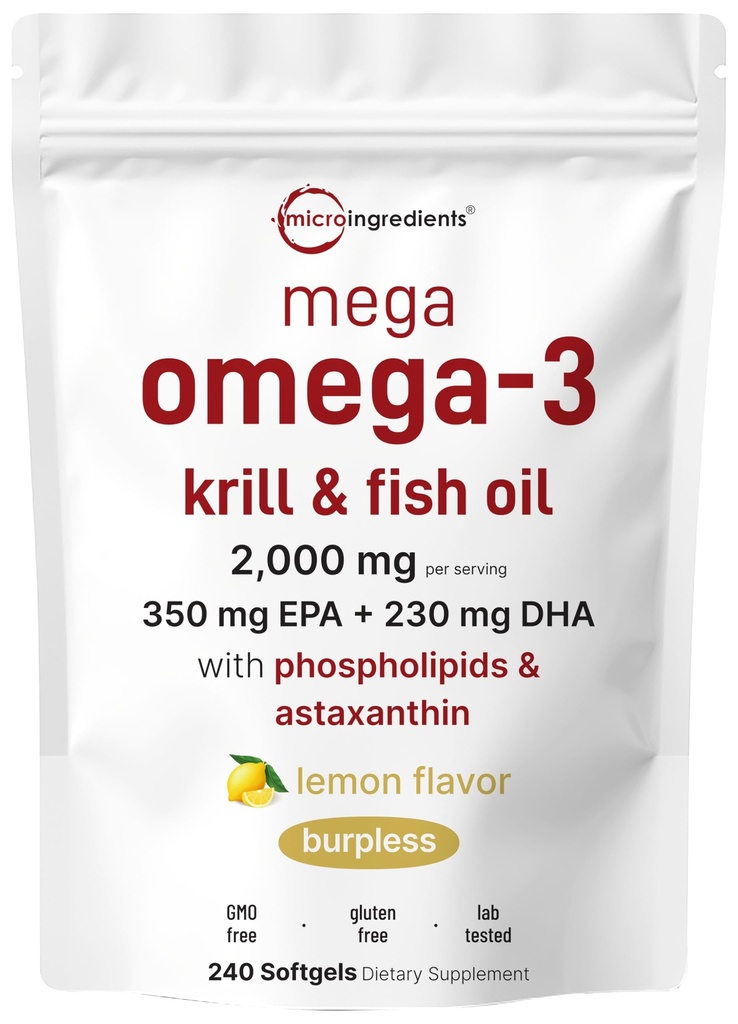Mega Omega-3 Krill & Fish Oil 2.000mg Ισοδύναμο, 240 Softgels 