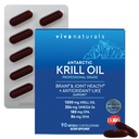 Viva Naturals Antarctic Krill Oil, 1200 mg – Omega-3 DHA & EPA with Astaxanthin for Joint Health, No Fish Burp, 90 Softgels