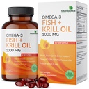 Futurebiotics Omega-3 Fish + Krill Oil 1000 MG Omega-3 EPA/DHA & Astaxanthin - Non-GMO, 120 Softgels (60 Servings)
