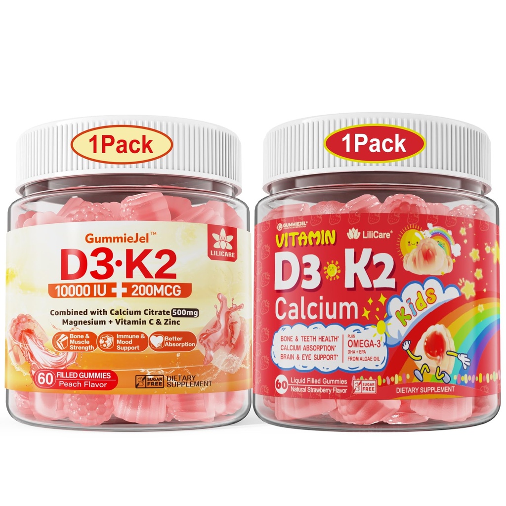 LILICARE Bundle Βιταμίνη D3K2 Gummies για Παιδιά & D3K2 Gummies για Ενήλικες