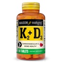 MASON ΦΥΣΙΚΗ Βιταμίνη K2 + D3, 100, Ημέρα προσφοράς, με Ασβέστιο για την υποστήριξη φυσιολογικών οστών και μυών, δισκία