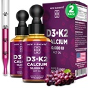 New Elements [2 𝐏𝐚𝐜𝐤] Liquid Vitamin D3 K2 Drops with Calcium for Adults | Vitamin D3 10,000 IU | D3 K2 with Calcium for Bone Health & Immunity Support | Joint Health Supplement | Non-GMO | Vegan