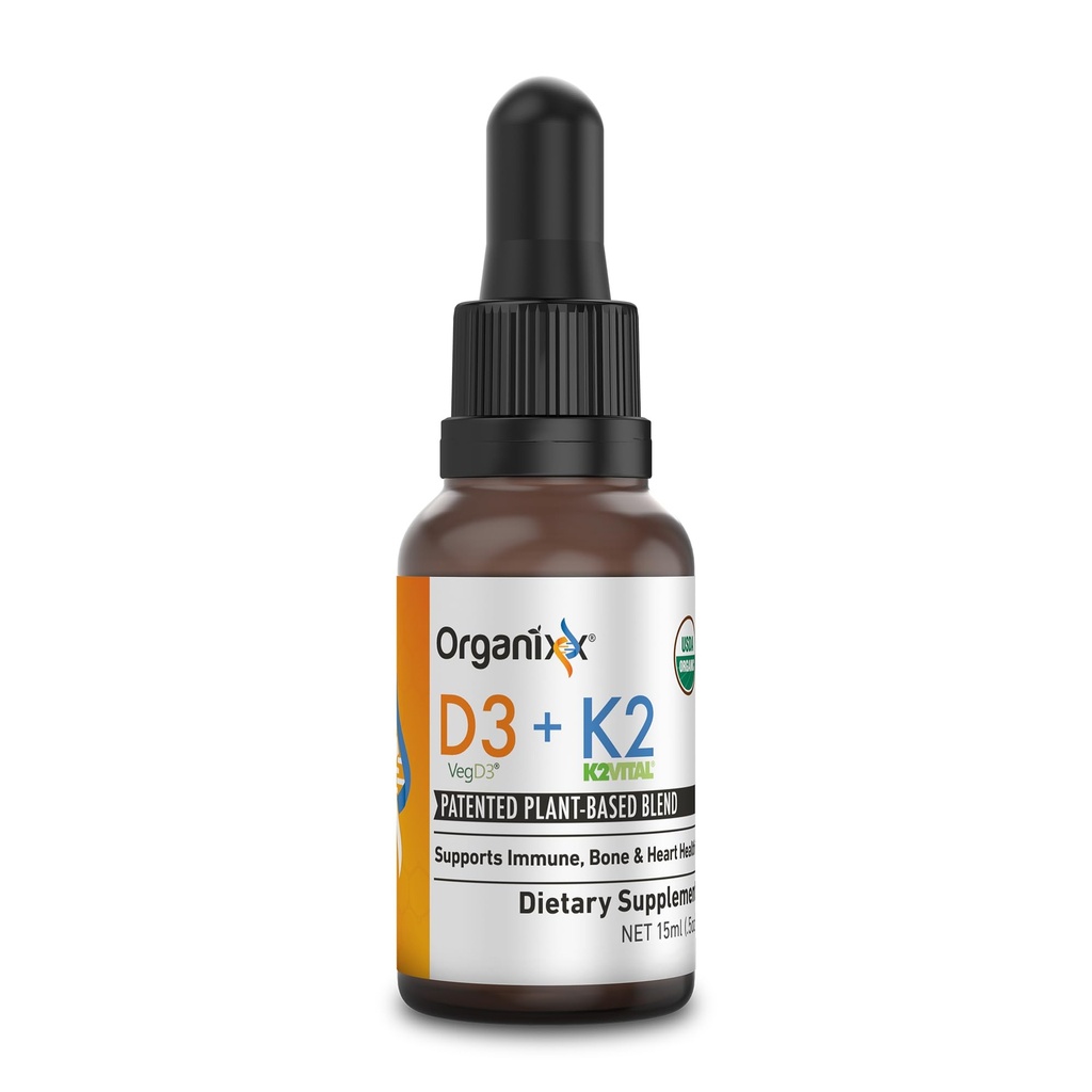Organixx D3 K2 Supplement, Supports Bone and Immune Health, Bioavailable and Easy Absorption Formula with MCT Oil, for Overall Wellness, Clean Nutrient Blend, Non GMO, 15 ML, 30 Servings
