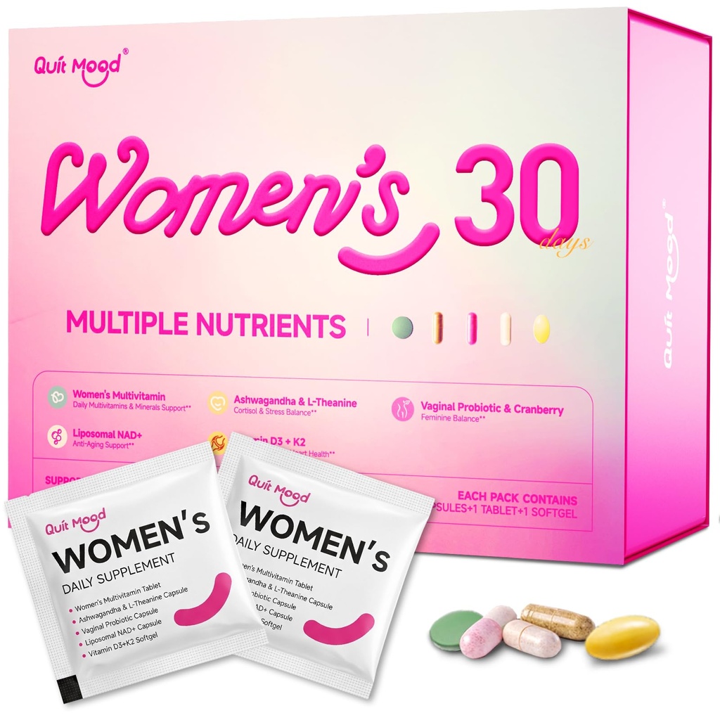 Multivitamin for Women Daily Vitamin Packs for 30 plus with D3+K2, NR1000, Probiotics & Ashwagandha | Supplement for Beauty, Stress Relief, Bone & Heart Health, Energy, Gut & Hormone Balance | 30 Day