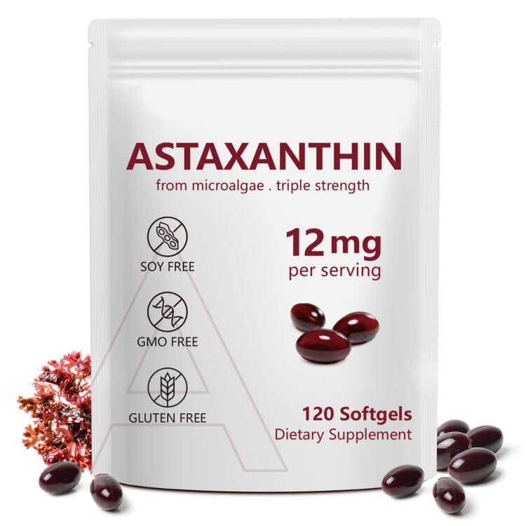 Ασταξανθίνη 12mg, 120 Softgels, 4 Μήνες Προσφορά, Premium Ασταξανθίνη Αντιοξειδωτικά Συμπληρώματα με Αντιοξειδωτική Δραστηριότητα, Υποστηρίζει τα Μάτια, Ανοσοποιητικό, Κοινή, Υγεία του δέρματος, Εσωτερική Κυκλοφορία