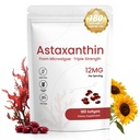 Astaxanthin Supplements 12mg, 180 Softgels, 6 Month Supply | Natural Antioxidant from Fresh Microalgae | More Supports Eye, Skin, Joint Health, Non-GMO