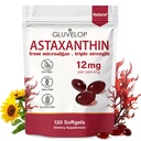 Ασταξανθίνη 12mg, Premium Ασταξανθίνη Αντιοξειδωτικά συμπληρώματα, Υποστηρίζει το μάτι, το δέρμα, ανοσοποιητικό, εσωτερική κυκλοφορία, φρέσκο μικροφύκη πηγή, τριπλή δύναμη, μη ΓΤΟ, 4 μήνες προμήθεια, 120 Softgels