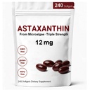 Ασταξανθίνη 12mg, Premium Ασταξανθίνη Αντιοξειδωτικά συμπληρώματα με Αντιοξειδωτική Δραστηριότητα, Υποστηρίζει το μάτι, ανοσοποιητικό, την υγεία του δέρματος, εσωτερική κυκλοφορία-240 Softgels