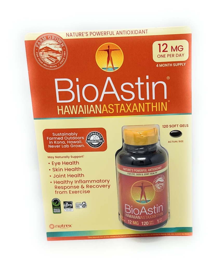 BioAstin Χαβανέζικη Ασταξανθίνη 12 mg, 120 μαλακά γέλη