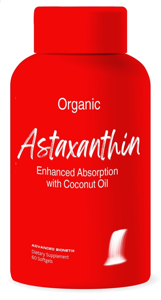 Advanced Bionetix Triple Strength AstaQuilTM Ασταξανθίνη 12mg Υψηλής Βιοδιαθεσιμότητας Φόρμουλα, 60 Softgels Βιολογικό Λάδι Καρύδας για Ενισχυμένη Απορρόφηση. Ισχυρό αντιοξειδωτικό για την υγεία των ματιών, των αρθρώσεων και της καρδιάς