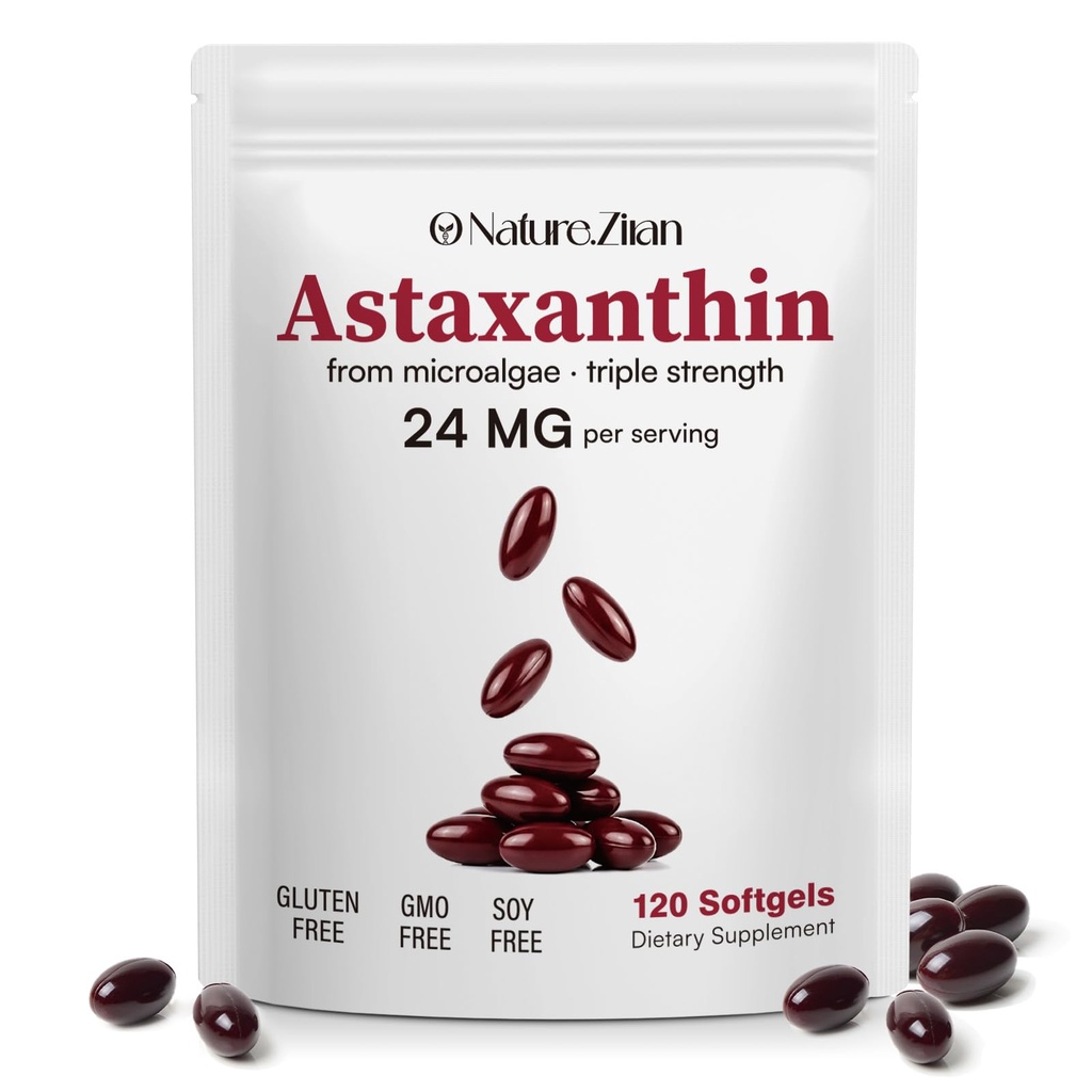 O ΦΥΣΗ . ZIRAN Aspaxanthin Συμπληρώματα 24mg, αντιοξειδωτικά συμπλήρωμα, υποστηρίζει για τα μάτια & Joint &Skin Health