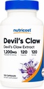 Nutricost Devils Claw 1200mg Ισοδύναμο, 120 κάψουλες - Veggie Caps, μη ΓΤΟ, Χωρίς γλουτένη, και χορτοφάγους Φιλικούς