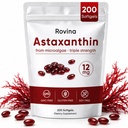 ROVINA Ασταξανθίνη 12mg Softgels, Αντιοξειδωτικό συμπλήρωμα Υποστηρίζει τα μάτια, το δέρμα, το ανοσοποιητικό, την κοινή, εσωτερική κυκλοφορία, μη ΓΤΟ & χωρίς γλουτένη - 200 Softgels