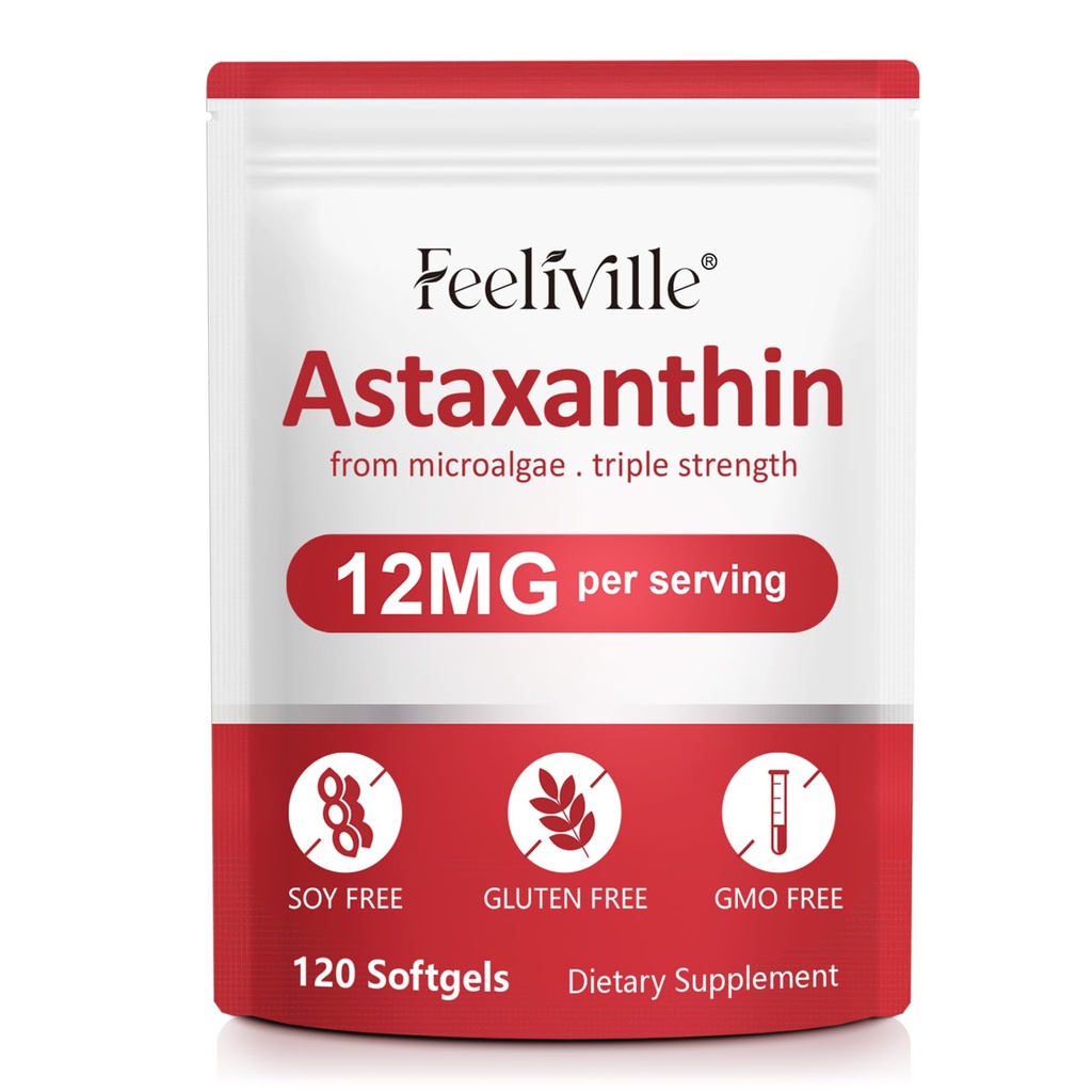Premium Συμπληρώματα Ασταξανθίνης 12mg 120 Softgels, Aspaxanthin Antioxidant συμπλήρωμα για τα μάτια, το δέρμα, αρθρώσεις, εγκέφαλος, φρέσκο μικροφύκη Πηγή για την καρδιά & ανοσοποιητικό σύστημα Υγεία