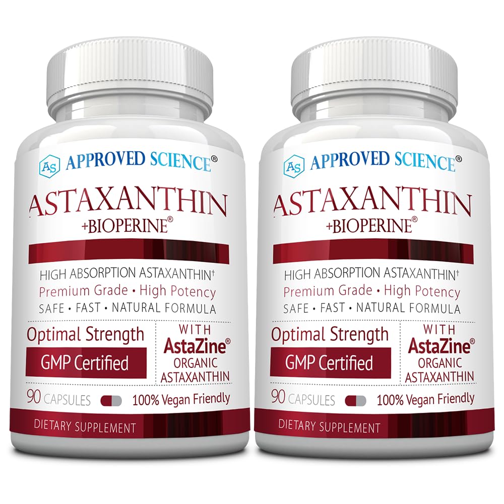 Approved Science® Astaxanthin 12 mg - Extra Strength Antioxidant - Supports Heart, Eyes, Skin - 180 Vegan Capsules - 6 Month Supply