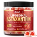Λιποσωμική Ασταξανθίνη Gummies, Οργανική Ασταξανθίνη 12mg Συμπληρώματα με Λυκοπένιο, Γλουταθειόνη για Ισχυρό Αντιοξειδωτικό, Συν Βιταμίνες & CoQ10 για την Υγεία των ματιών, του δέρματος & του ανοσοποιητικού, Χωρίς ζάχαρη, Vegan, 60