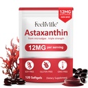 Συμπληρώματα ασταξανθίνης, Premium Ασταξανθίνη 12mg Αντιοξειδωτικό με Αντιοξειδωτική Δραστηριότητα, Υποστηρίζει Οφθαλμική, Κοινή, Ανοσοποιητική, Δερματική Υγεία, Εσωτερική Κυκλοφορία, 1Pack (120 Softgels), Μη ΓΤΟ & Χωρίς Γλουτένη
