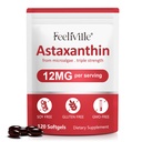 Συμπληρώματα ασταξανθίνης, Ασταξανθίνη 12mg, 120 Softgels Αντιοξειδωτική Ασταξαντίνη Συμπλήρωμα για τα μάτια, το δέρμα, την κοινή & ανοσοποιητική υγεία, υποστηρίζει την εσωτερική κυκλοφορία & την υγεία της καρδιάς, μη ΓΤΟ & χωρίς γλουτένη