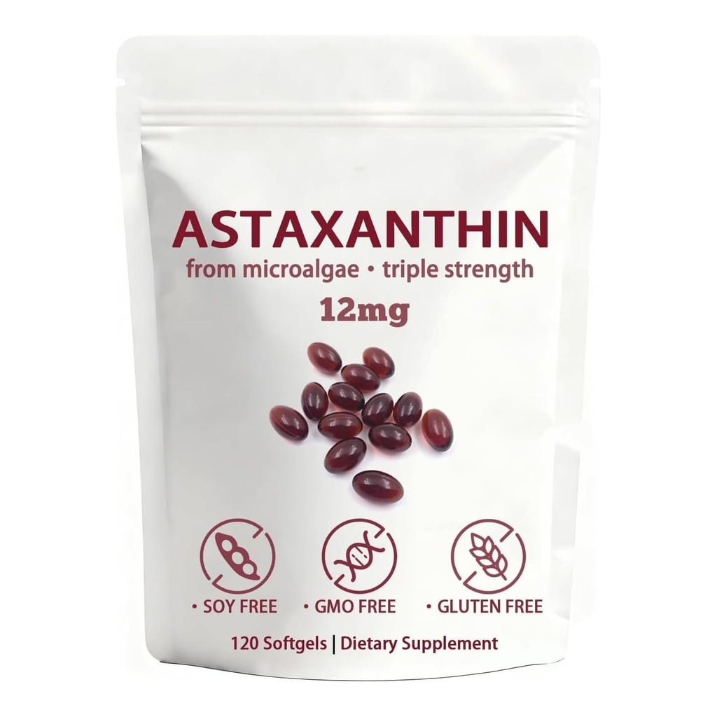 BELANO Valasta Astaxanthin，ZERIA Astaxanthin12mg，Easy to Swallow, Non-GMO，4-Month Supply，120 Softgels