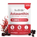 Ασταξανθίνη 12mg 120 Softgels, Premium Ασταξανθίνη Αντιοξειδωτικά συμπληρώματα με Αντιοξειδωτική Δραστηριότητα, Υποστηρίζει το μάτι, το δέρμα, ανοσοποιητικό, εσωτερική κυκλοφορία