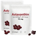 2συσκευασία Ασταξανθίνη 12mg, 120 Softgels, Max Δύναμη Αντιοξειδωτικό με Λάδι καρύδας, Φυσική Φόρμουλα, Υψηλή Απορρόφηση για Υποστήριξη ματιών & δέρματος, Φυσική Φόρμουλα, Μη ΓΤΟ, Χωρίς Γλουτένη